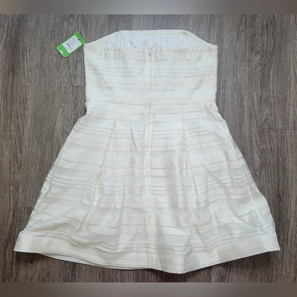 NWT Lilly Pulitzer Blossom Strapless Dress Resort White Wrapping Stripe Silk 14 - Picture 5 of 16